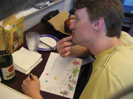 Will, signing the birthday card